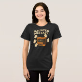 Haunted Mixtape Halloween Spooky Ghost Design Tri-Blend Shirt (Voorkant volledig)