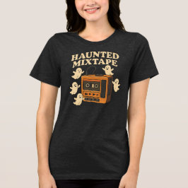 Haunted Mixtape Halloween Spooky Ghost Design Tri-Blend Shirt