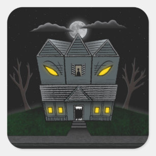 Haunted Monster House Vierkante Sticker