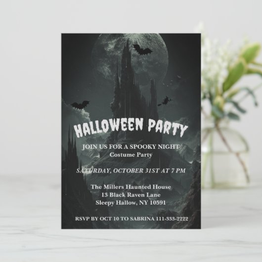 Haunted Mountaintop Halloween Party Uitnodiging (Staand voorkant)