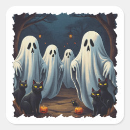 Haunted Night Illustration Vierkante Sticker