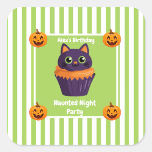 Haunted Night Party Verjaardag - Halloween nacht Vierkante Sticker