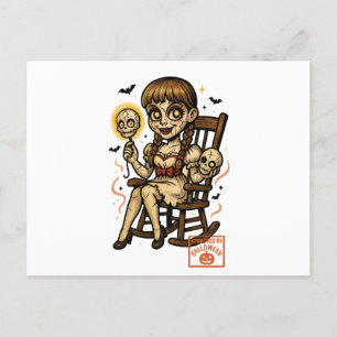 Haunted Pin-Up Doll - griezelige Schattigee Hallow Feestdagenkaart