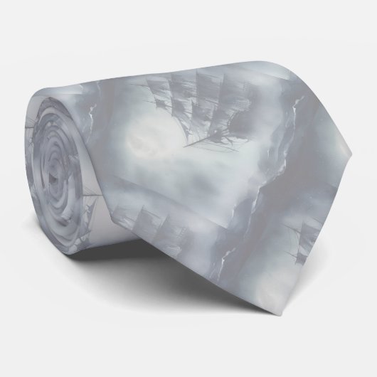 Haunted Pirate Ship Ocean Foggy Night Stropdas (Opgerold)