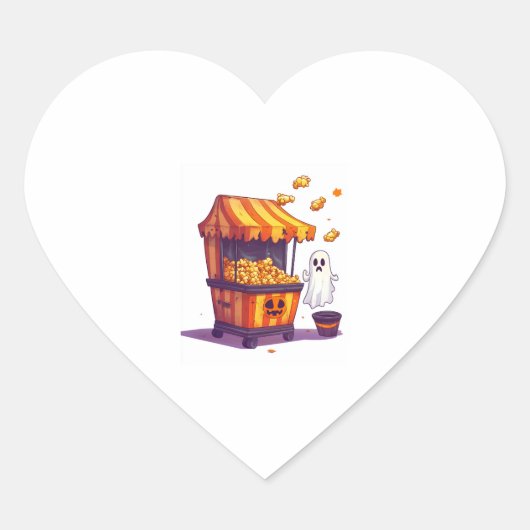 Haunted Popcorn Stand Hart Sticker (Voorkant)