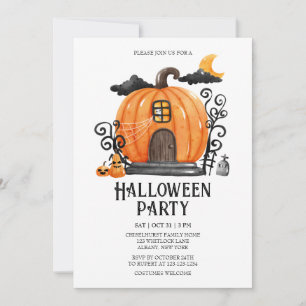 Haunted Pumpkin House Halloween Party Kaart