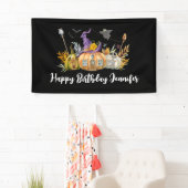 Haunted Pumpkin House met Ghost & Bats Birthday Spandoek (Insitu)