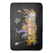 Haunted Pumpkin House met Ghost en Bats Badmat (Voorkant Verticaal)