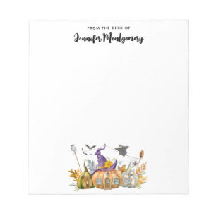 Haunted Pumpkin House met Ghost en Bats Notitieblok