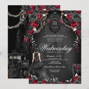 Haunted Quinceanera Zwart Roos Rood Halloween Kaart