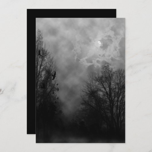 Haunted Road Halloween Uitnodiging Sjabloon (Voorkant / Achterkant)