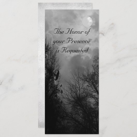 Haunted Road met Ravens Aangepaste Bruiloft Uitnod Kaart (Voorkant / Achterkant)