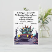 Haunted Road Trip Halloween uitnodiging (Staand voorkant)