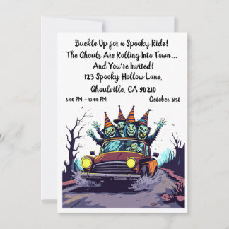 Haunted Road Trip Halloween uitnodiging