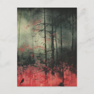 Haunted rood en zwart bos briefkaart