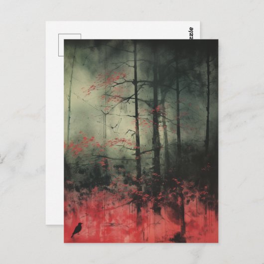Haunted rood en zwart bos briefkaart (Voorkant / Achterkant)