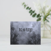 Haunted Sky Blue Mist Custom RSVP Briefkaart (Staand voorkant)