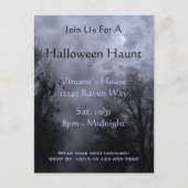 Haunted Sky Blue Mist Halloween Party Briefkaart (Voorkant)