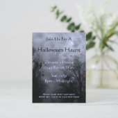 Haunted Sky Blue Mist Halloween Party Briefkaart (Staand voorkant)