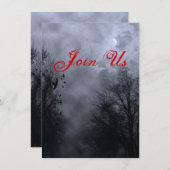 Haunted Sky Custom Blue Mist Halloween uitnodiging (Voorkant / Achterkant)