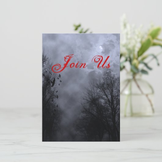 Haunted Sky Custom Blue Mist Halloween uitnodiging (Staand voorkant)