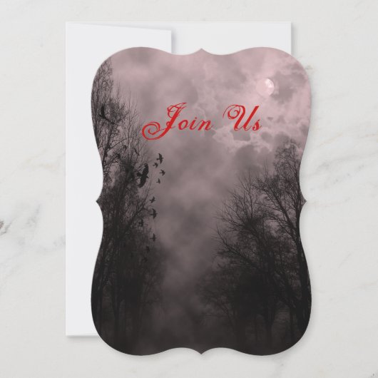 Haunted Sky en Ravens Custom Halloween Uitnodiging (Voorkant)
