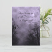 Haunted Sky en Ravens Paarse Mist Bruiloft Kaart (Staand voorkant)