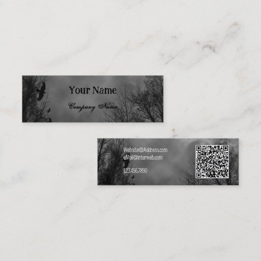 Haunted Sky met Ravens en QR-code Custom Mini Visitekaartje (Voorkant / Achterkant)