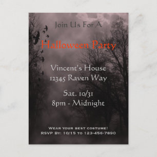 Haunted Sky Red Mist Halloween Party Briefkaart
