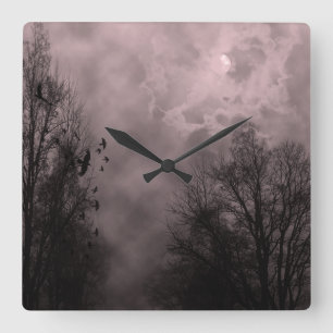 Haunted Sky Red Mist Muur Klok
