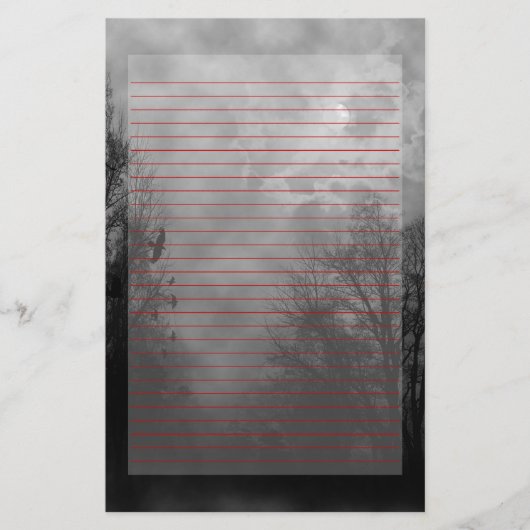 Haunted Sky Stationery Red Line Briefpapier (Voorkant)