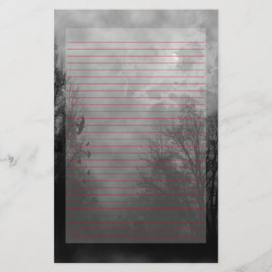 Haunted Sky Stationery Red Lined Briefpapier