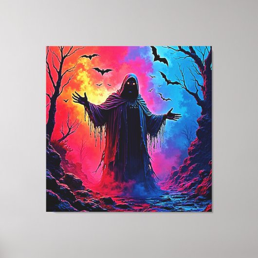 Haunting Demon Verhuld In Shadows Design Canvas Afdruk (Voorkant)