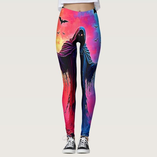 Haunting Demon Verhuld In Shadows Design Leggings (Voorkant)