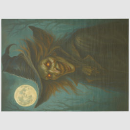 Haunting Evil Witch onder Volle Maan Donkere Hallo Tissuepapier
