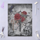 Haunting Fantasy Gothic Raven Rozen Skulls Tissuepapier (Craft)