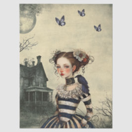 Haunting Fantasy Gothic Raven & Victorian Girl  Tissuepapier