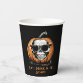 Haunting Jack O' Lantern Grinning Skull Halloween Papieren Bekers (Voorkant)