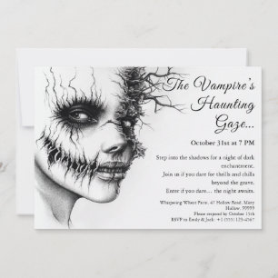 Haunting Vampire Woman Halloween Invitation