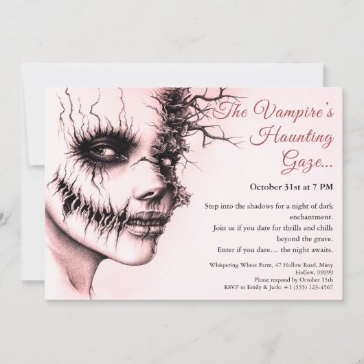 Haunting Vampire Woman Halloween Invitation (Devant)