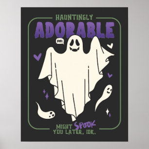 Hauntingly Schattige Grappige Halloween Ghost Geze Poster