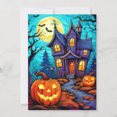 Hauny House Happy Halloween Invitations de fête d' (Dos)