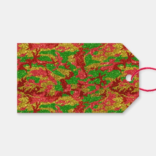 Haus van Camo Gold Xmas patroon Cadeaulabel (Voorkant (Horizontaal))