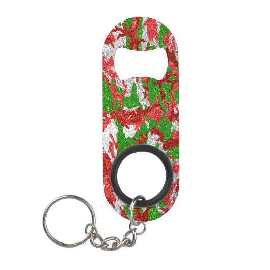 Haus van Camo Silver Xmas patroon Mini Flessenopener (Voorkant)