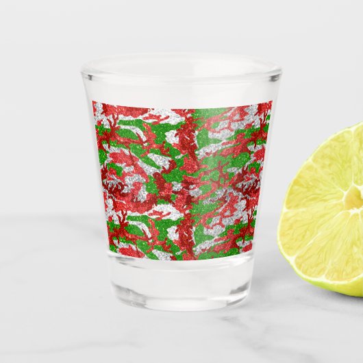 Haus van Camo Silver Xmas patroon Shot Glas (Voorkant)