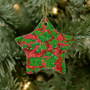 Haus van Camo Xmas Glitter Camouflage Keramisch Ornament