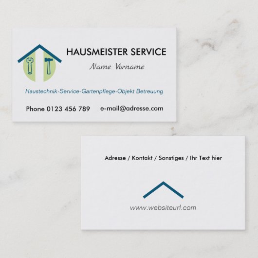 hausmeisterservice visitekaartje (Voorkant / Achterkant)