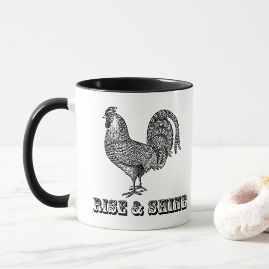 Hausse et brillance du coq de café Mug (Avec donut)