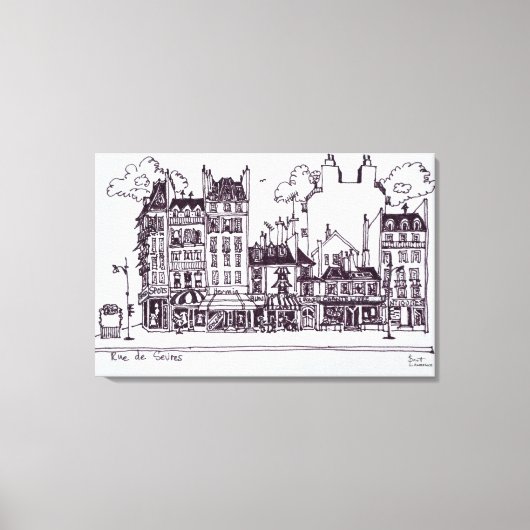 Haussmann Architecture | Rue de Sevres Canvas Afdruk (Voorkant)