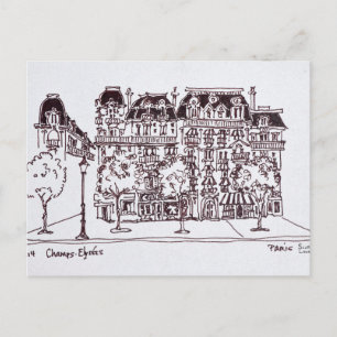 Haussmann-architectuur   Champs Elysees, Parijs Briefkaart